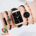 Модные женские часы (черные)