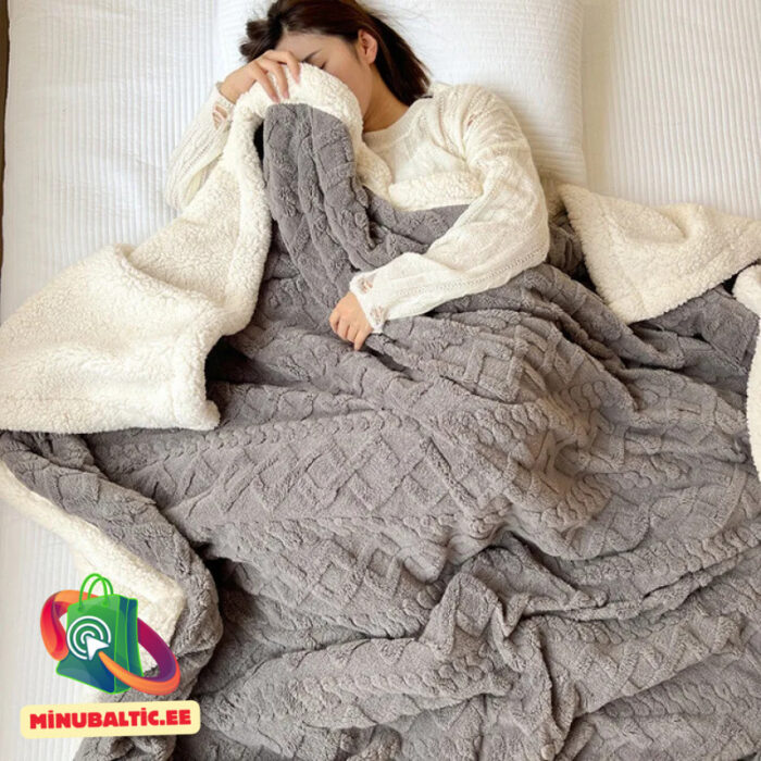 h (4) Одеяло флисовое шерпа 150х200 (серое) — изображение 3