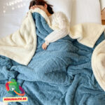 Одеяло флисовое шерпа 200х230 (синий) — изображение 2