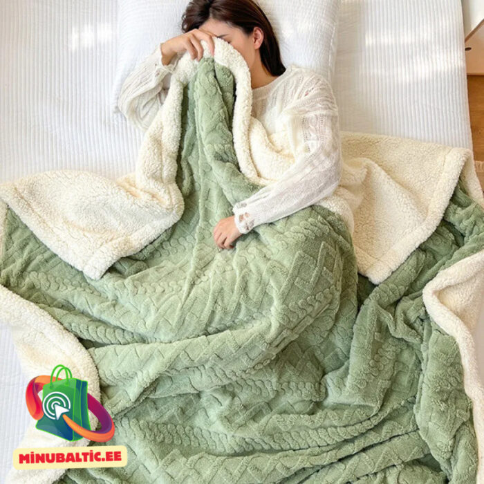 Одеяло флисовое шерпа 150х200 (зеленое) — изображение 3