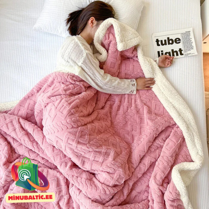 h (9) Šerpa vilnos antklodė 150x200 (rožinis) - Image 3