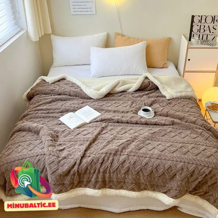 Одеяло флисовое шерпа 150х200 (коричневое) — изображение 2