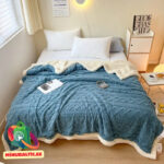 Одеяло флисовое шерпа 200х230 (синий)