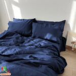 Kaņepju gultas veļas komplekt - Tumši zils