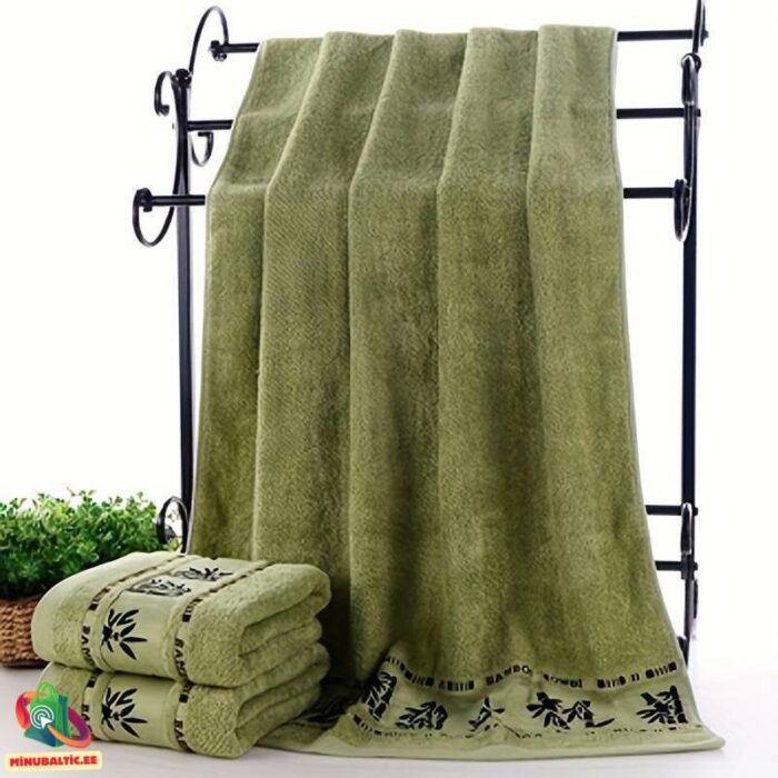 Bambusa vannas dvieļu komplekts 3 gab. (zaļš) - Image 2