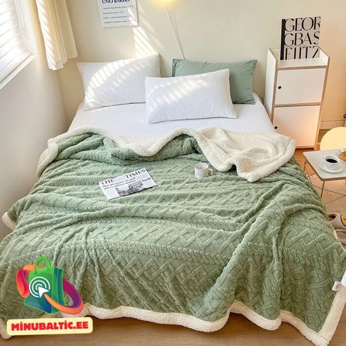 Sherpa tekk (9) Šerpa vilnas sega 180x200 (zaļš) - Image 3