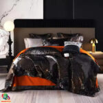 Marmora raksta luksusa žakarda gultas veļas komplekts | Melnais ahāts