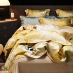 Marmor mustriga luksuslik Jacquard voodipesukomplekt | Kuld - Image 3