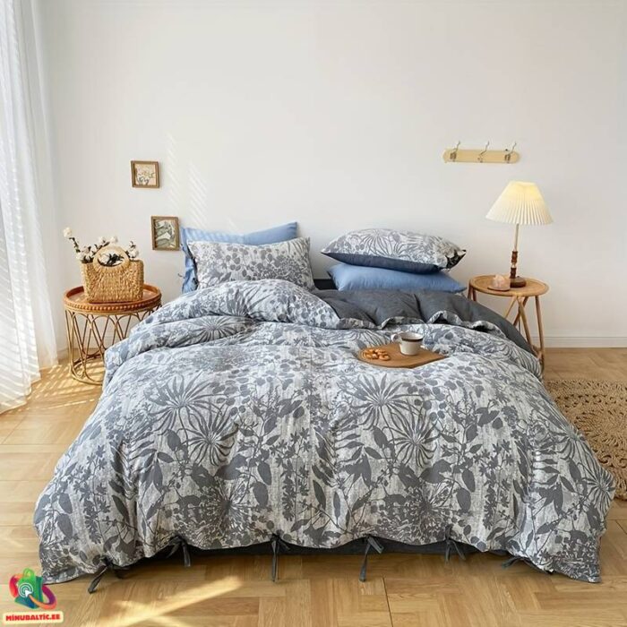 Premium Egiptuse puuvillast voodipesukomplekt (15) Medvilninis patalynės komplektas | Tamsiai pilka - Image 1