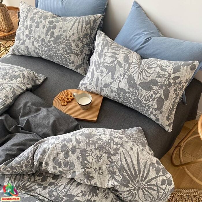 Premium Egiptuse puuvillast voodipesukomplekt (16) Medvilninis patalynės komplektas | Tamsiai pilka - Image 2