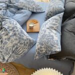 Puuvillaiset vuodevaatteet setti | Merensininen - Image 4