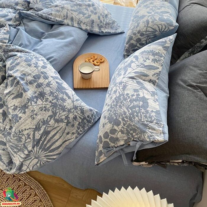 Puuvillaiset vuodevaatteet setti | Merensininen - Image 4