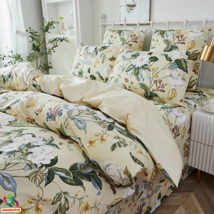 voodipesukomplekt 100% puuvill (10) Premium Ēģiptes kokvilnas gultas veļas komplekts | Peonijas - Image 3