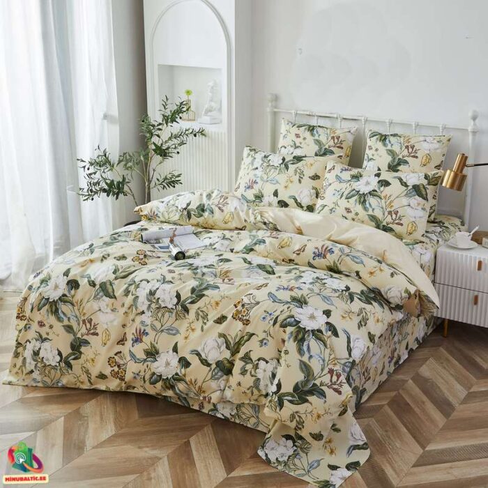 voodipesukomplekt 100% puuvill (26) Premium Ēģiptes kokvilnas gultas veļas komplekts | Peonijas - Image 1