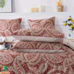 Aukščiausios kokybės Egiptietiškos medvilnės patalynės komplektas | Raudonasis paisley - Image 4