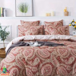 Aukščiausios kokybės Egiptietiškos medvilnės patalynės komplektas | Raudonasis paisley - Image 2