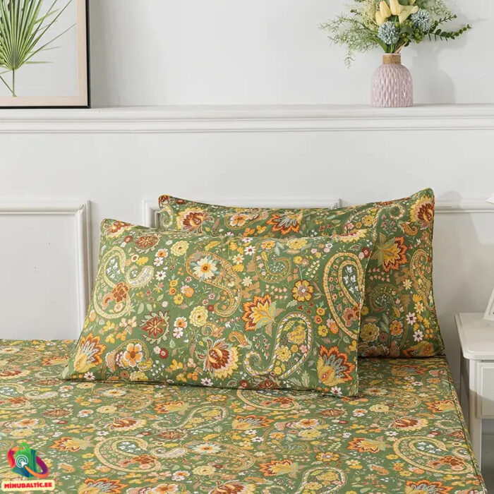 Premium Ēģiptes kokvilnas gultas veļas komplekts | Zaļā paisley - Image 3