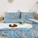 Premium Egyptiläisestä puuvillasta valmistetut vuodevaatteet setti | Sininen paisley - Image 2