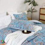 Premium Egyptiläisestä puuvillasta valmistetut vuodevaatteet setti | Sininen paisley - Image 4