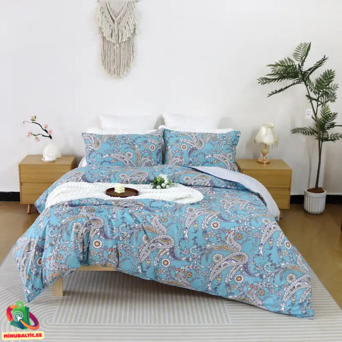 Puuvillast voodipesukomplekt Sinine paisley (3) Premium Egyptiläisestä puuvillasta valmistetut vuodevaatteet setti | Sininen paisley - Image 1