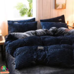 Бархатный комплект постельного белья | Темно-синий