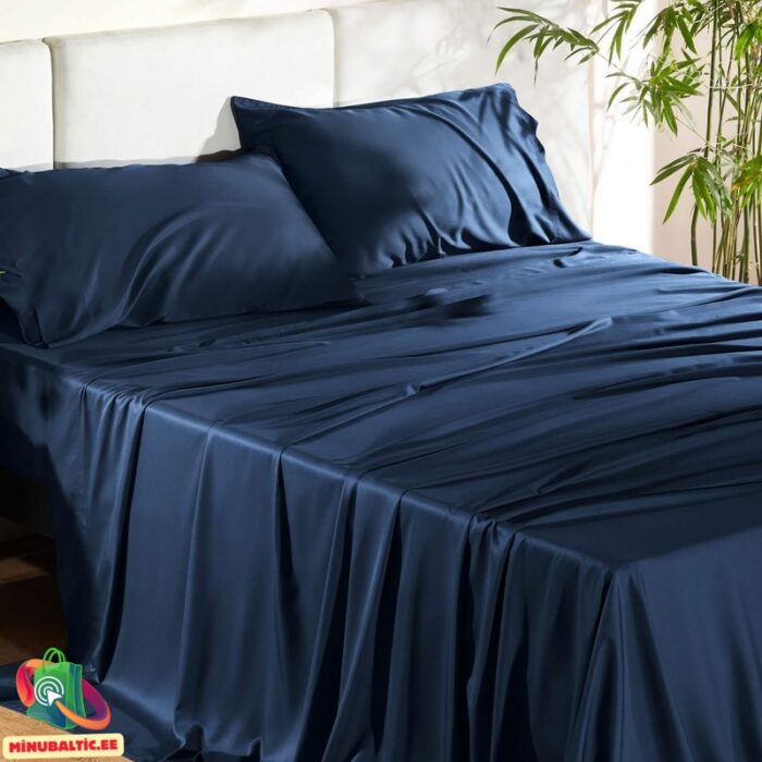 Bambusest voodipesukomplekt sinine